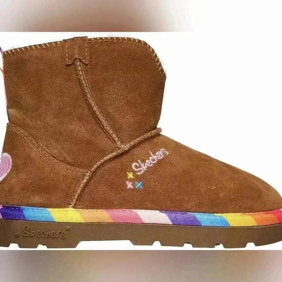 Skechers leather upper pull on cozy boots Childrens 4 - Picture 1 of 9